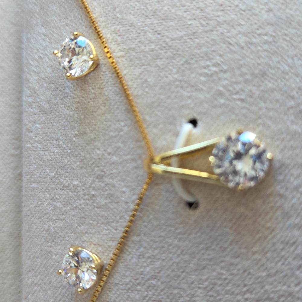 18 KT Gold over Sterling Silver Cubic Zirconia Primrose Jewelry Set NWT